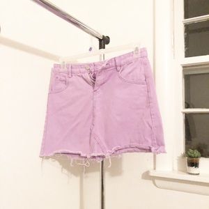 LAVENDER DISTRESSED DENIM SKIRT